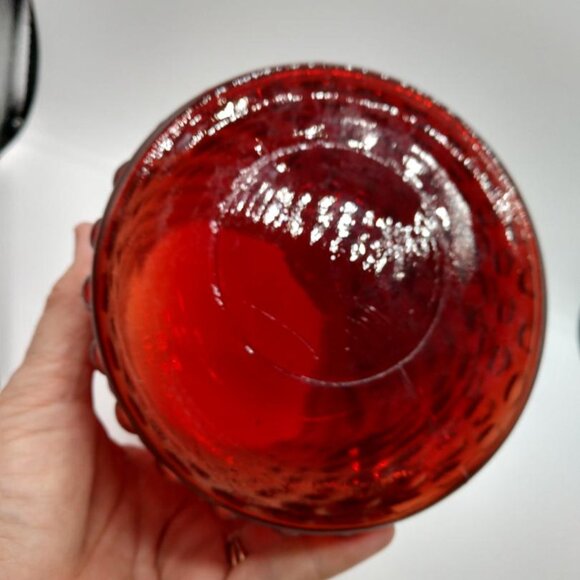 Vintage Anchor Hocking Ruby Red Hobnail Pitcher 8" Tall - Picture 5 of 8